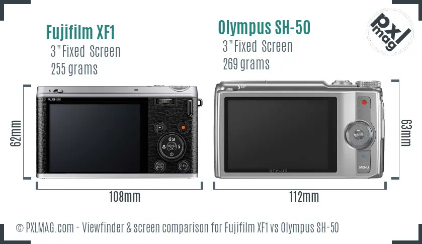 Fujifilm XF1 vs Olympus SH-50 Screen and Viewfinder comparison