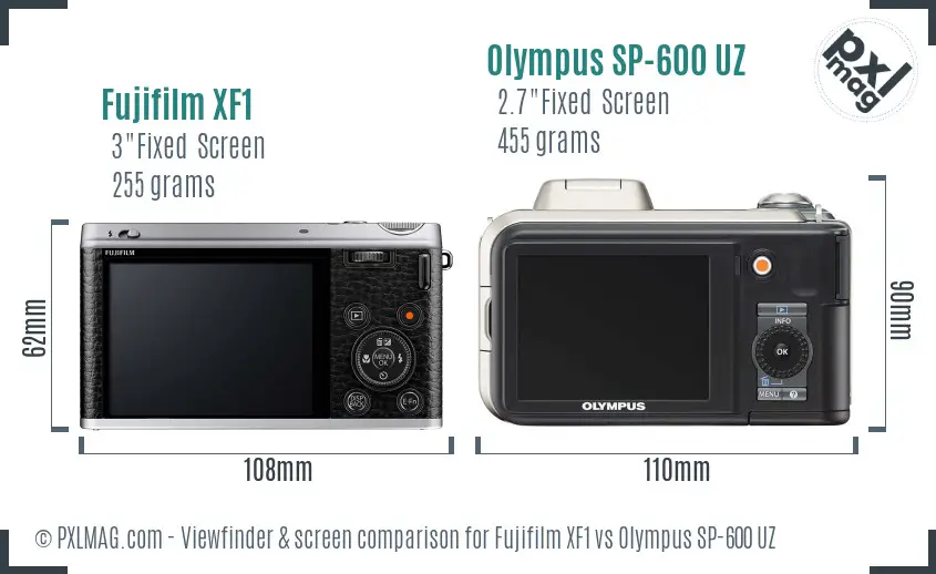 Fujifilm XF1 vs Olympus SP-600 UZ Screen and Viewfinder comparison Fujifilm XF1 vs Olympus SP-600 UZ Screen and Viewfinder comparison