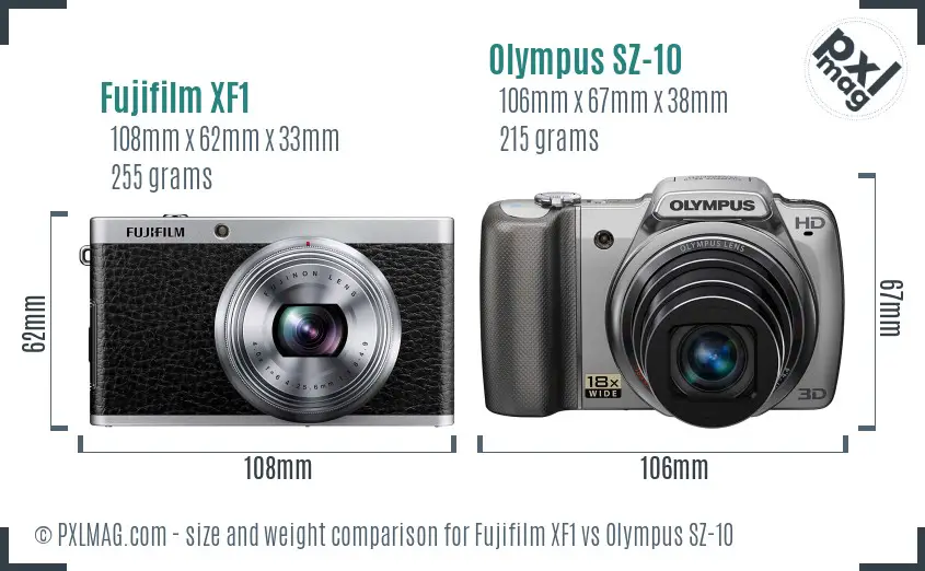 Fujifilm XF1 vs Olympus SZ-10 size comparison Fujifilm XF1 vs Olympus SZ-10 size comparison