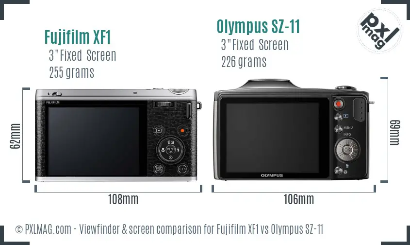 Fujifilm XF1 vs Olympus SZ-11 Screen and Viewfinder comparison