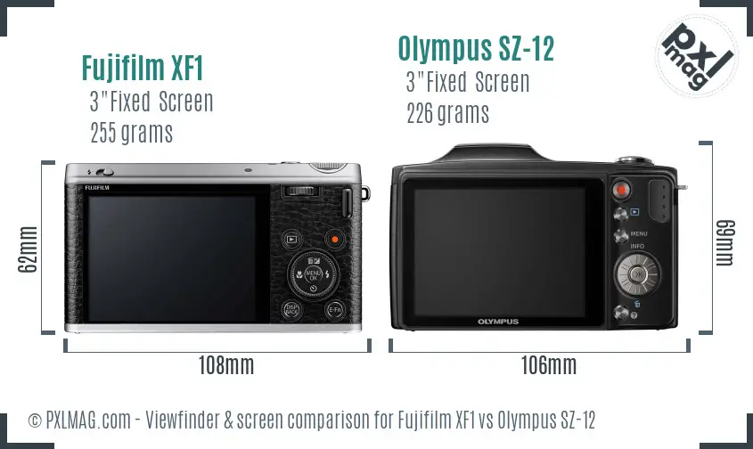 Fujifilm XF1 vs Olympus SZ-12 Screen and Viewfinder comparison