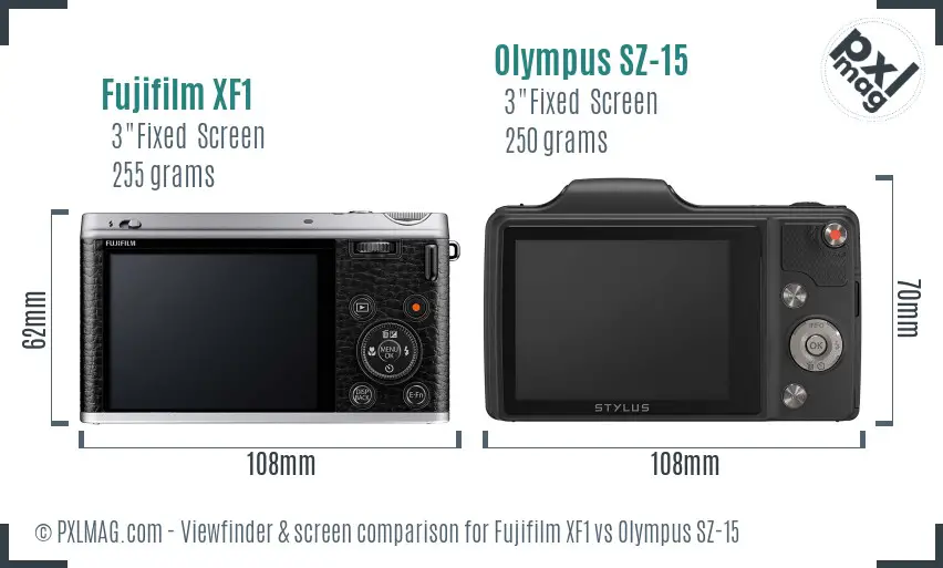 Fujifilm XF1 vs Olympus SZ-15 Screen and Viewfinder comparison Fujifilm XF1 vs Olympus SZ-15 Screen and Viewfinder comparison