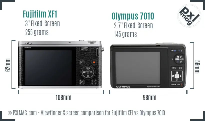 Fujifilm XF1 vs Olympus 7010 Screen and Viewfinder comparison