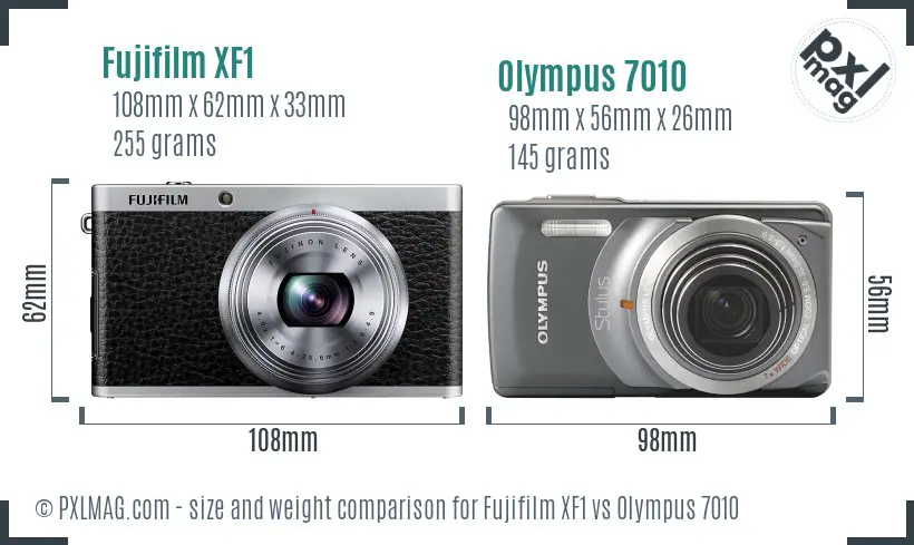 Fujifilm XF1 vs Olympus 7010 size comparison