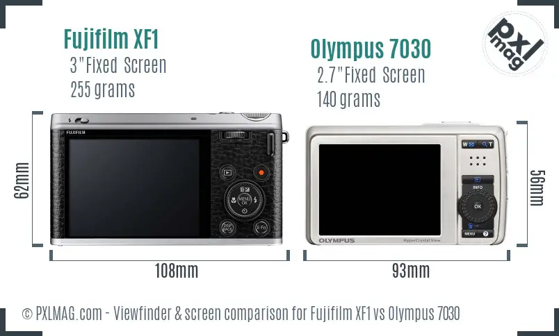 Fujifilm XF1 vs Olympus 7030 Screen and Viewfinder comparison