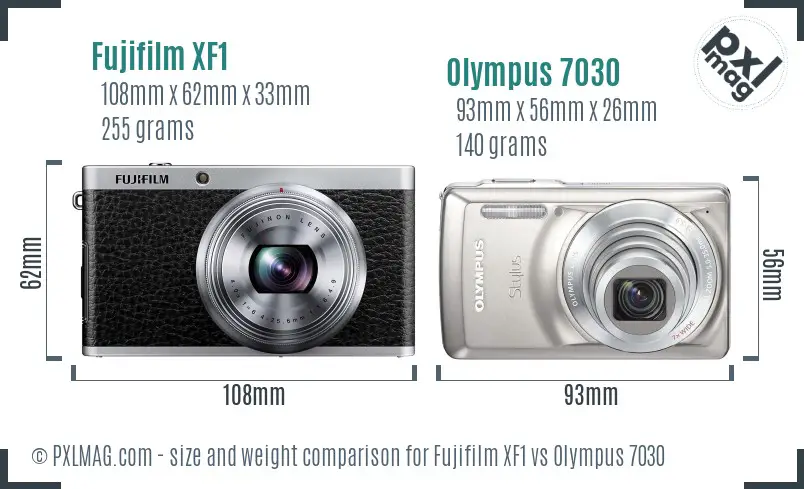 Fujifilm XF1 vs Olympus 7030 size comparison