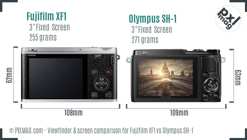 Fujifilm XF1 vs Olympus SH-1 Screen and Viewfinder comparison