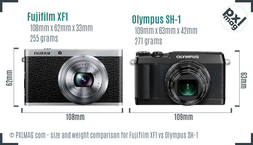 Fujifilm XF1 vs Olympus SH-1 size comparison