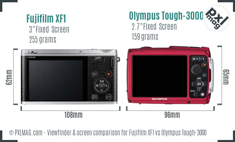 Fujifilm XF1 vs Olympus Tough-3000 Screen and Viewfinder comparison