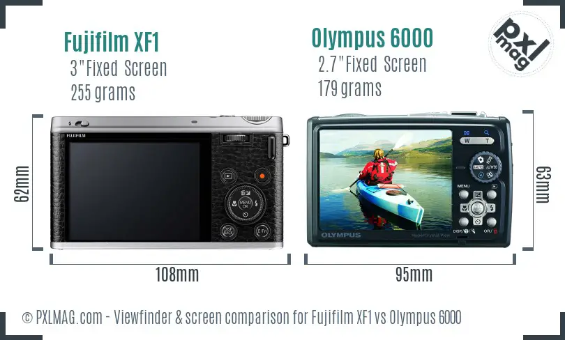 Fujifilm XF1 vs Olympus 6000 Screen and Viewfinder comparison
