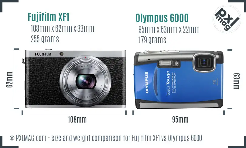 Fujifilm XF1 vs Olympus 6000 size comparison