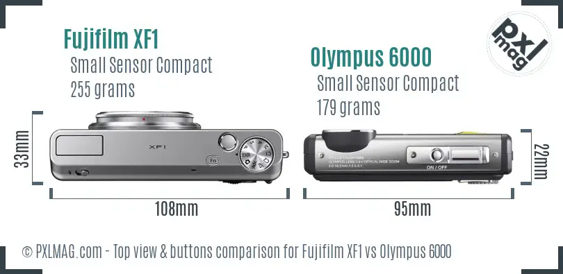 Fujifilm XF1 vs Olympus 6000 top view buttons comparison