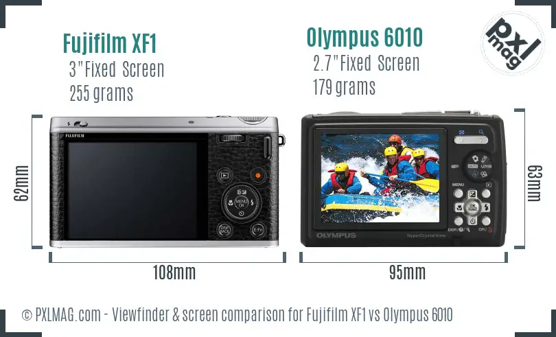 Fujifilm XF1 vs Olympus 6010 Screen and Viewfinder comparison