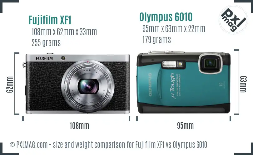 Fujifilm XF1 vs Olympus 6010 size comparison