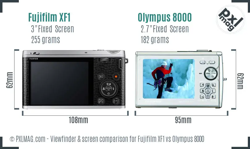 Fujifilm XF1 vs Olympus 8000 Screen and Viewfinder comparison Fujifilm XF1 vs Olympus 8000 Screen and Viewfinder comparison