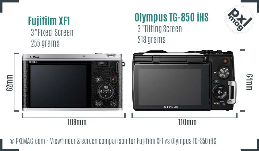 Fujifilm XF1 vs Olympus TG-850 iHS Screen and Viewfinder comparison Fujifilm XF1 vs Olympus TG-850 iHS Screen and Viewfinder comparison