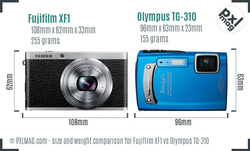 Fujifilm XF1 vs Olympus TG-310 size comparison