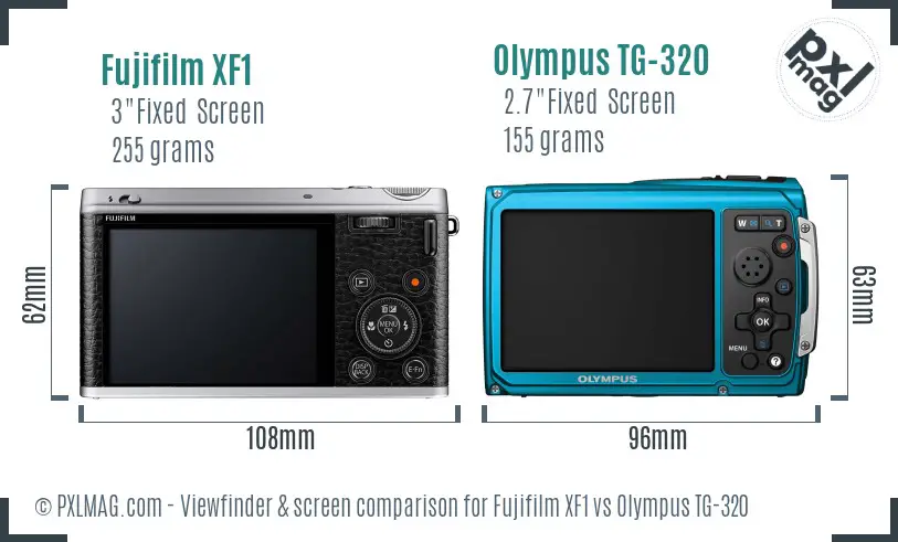 Fujifilm XF1 vs Olympus TG-320 Screen and Viewfinder comparison