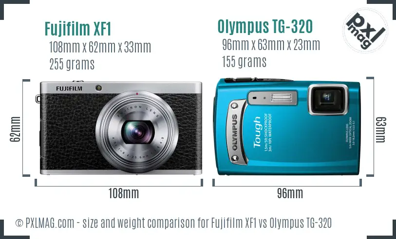 Fujifilm XF1 vs Olympus TG-320 size comparison