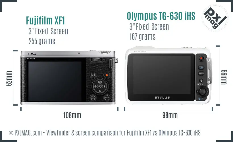 Fujifilm XF1 vs Olympus TG-630 iHS Screen and Viewfinder comparison Fujifilm XF1 vs Olympus TG-630 iHS Screen and Viewfinder comparison
