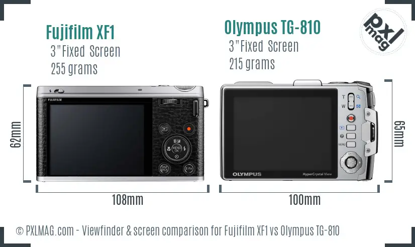 Fujifilm XF1 vs Olympus TG-810 Screen and Viewfinder comparison