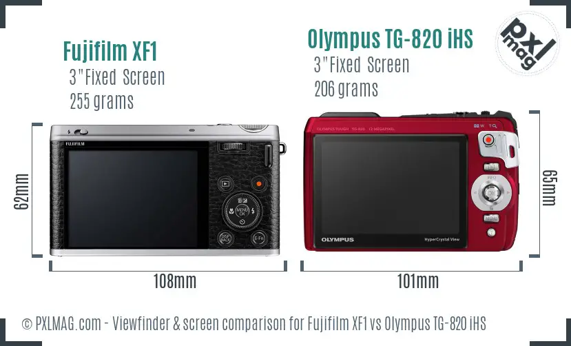 Fujifilm XF1 vs Olympus TG-820 iHS Screen and Viewfinder comparison Fujifilm XF1 vs Olympus TG-820 iHS Screen and Viewfinder comparison