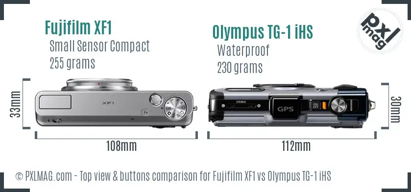 Fujifilm XF1 vs Olympus TG-1 iHS top view buttons comparison