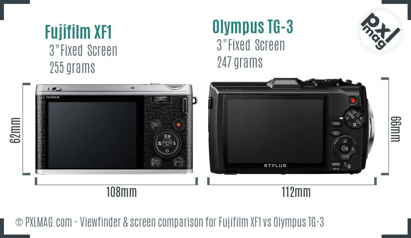 Fujifilm XF1 vs Olympus TG-3 Screen and Viewfinder comparison