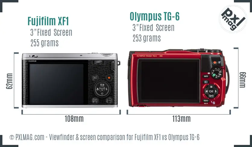 Fujifilm XF1 vs Olympus TG-6 Screen and Viewfinder comparison