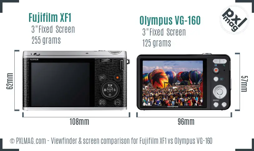 Fujifilm XF1 vs Olympus VG-160 Screen and Viewfinder comparison Fujifilm XF1 vs Olympus VG-160 Screen and Viewfinder comparison