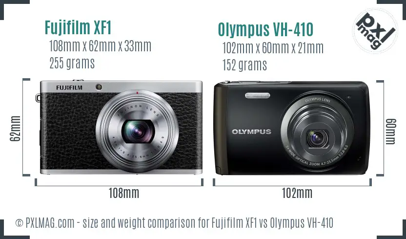 Fujifilm XF1 vs Olympus VH-410 size comparison