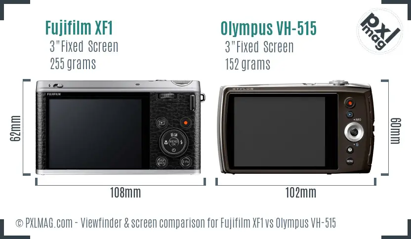 Fujifilm XF1 vs Olympus VH-515 Screen and Viewfinder comparison