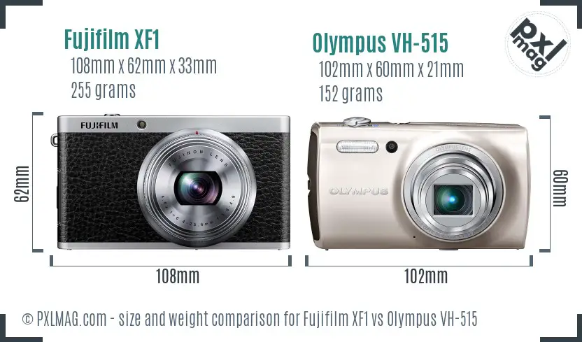 Fujifilm XF1 vs Olympus VH-515 size comparison