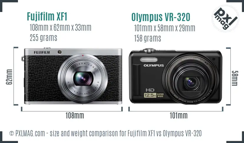 Fujifilm XF1 vs Olympus VR-320 size comparison Fujifilm XF1 vs Olympus VR-320 size comparison