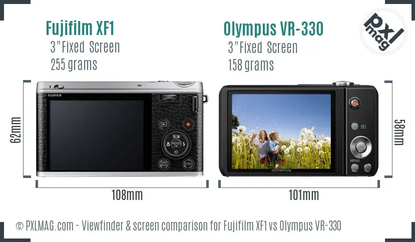 Fujifilm XF1 vs Olympus VR-330 Screen and Viewfinder comparison Fujifilm XF1 vs Olympus VR-330 Screen and Viewfinder comparison