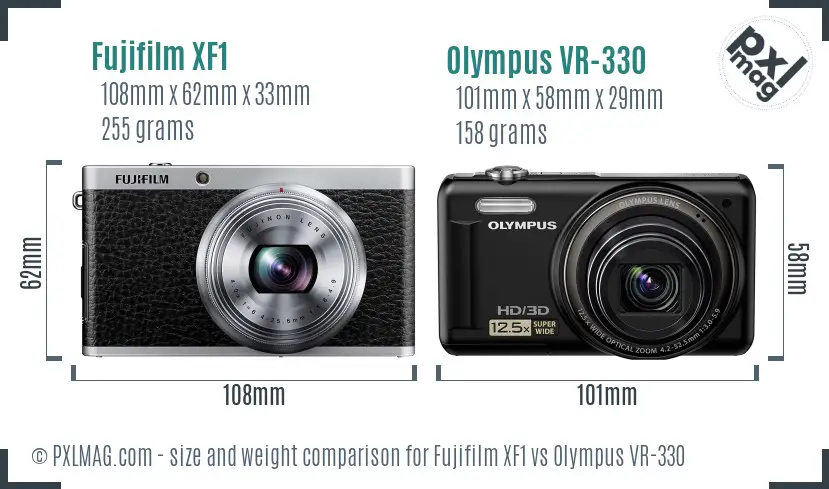 Fujifilm XF1 vs Olympus VR-330 size comparison Fujifilm XF1 vs Olympus VR-330 size comparison