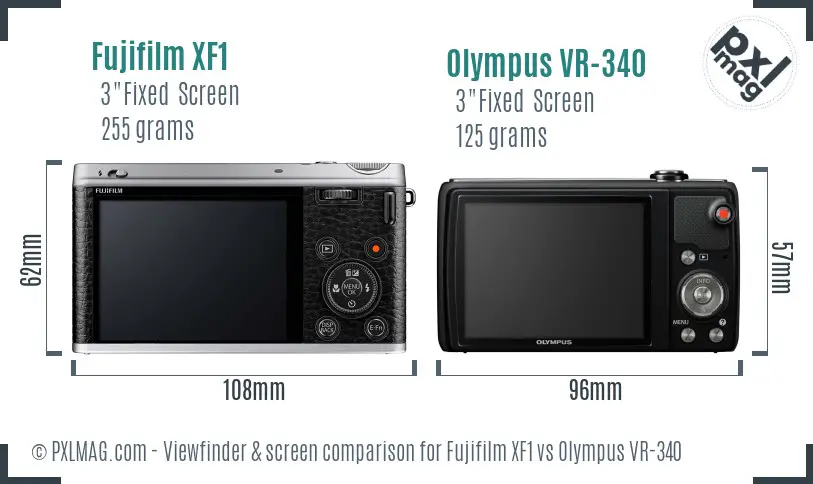 Fujifilm XF1 vs Olympus VR-340 Screen and Viewfinder comparison