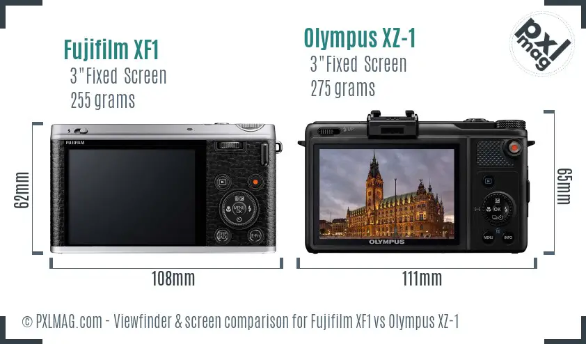 Fujifilm XF1 vs Olympus XZ-1 Screen and Viewfinder comparison