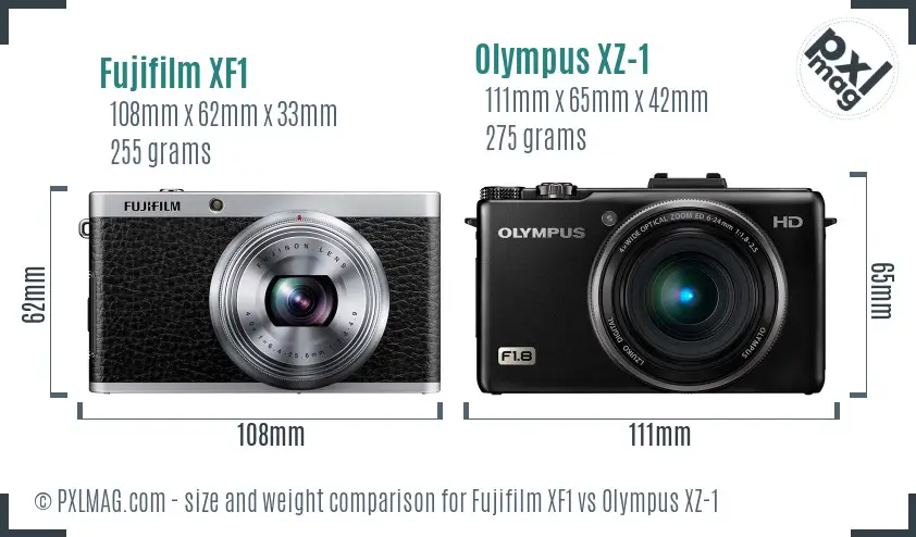 Fujifilm XF1 vs Olympus XZ-1 size comparison