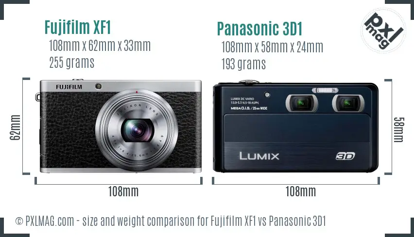 Fujifilm XF1 vs Panasonic 3D1 size comparison