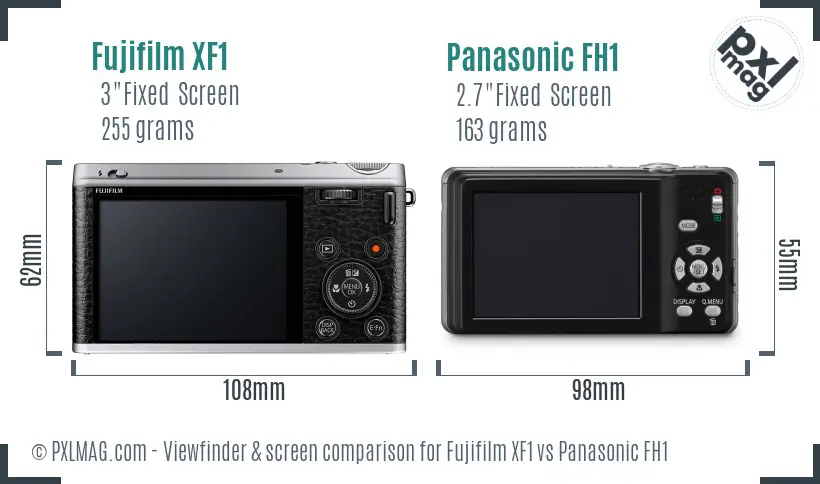 Fujifilm XF1 vs Panasonic FH1 Screen and Viewfinder comparison