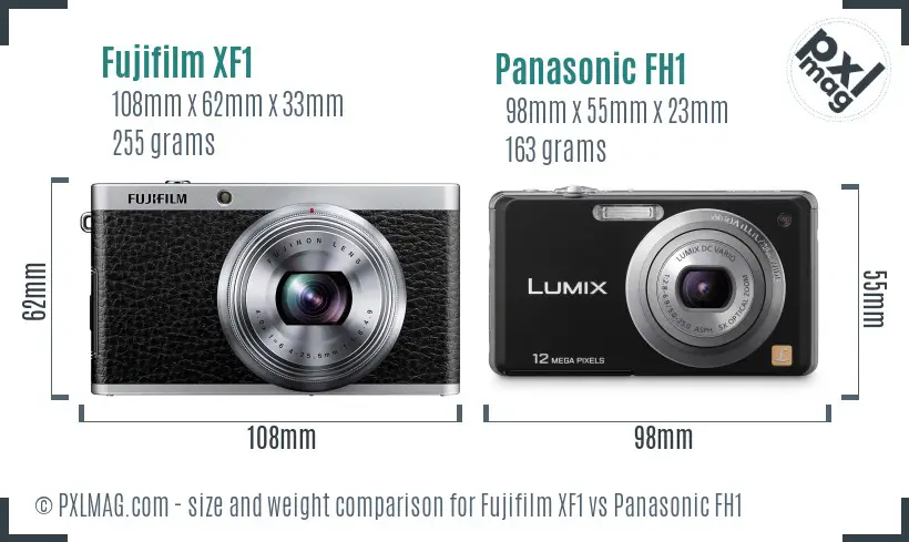 Fujifilm XF1 vs Panasonic FH1 size comparison