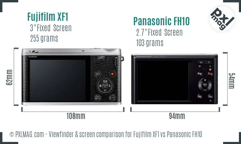 Fujifilm XF1 vs Panasonic FH10 Screen and Viewfinder comparison Fujifilm XF1 vs Panasonic FH10 Screen and Viewfinder comparison