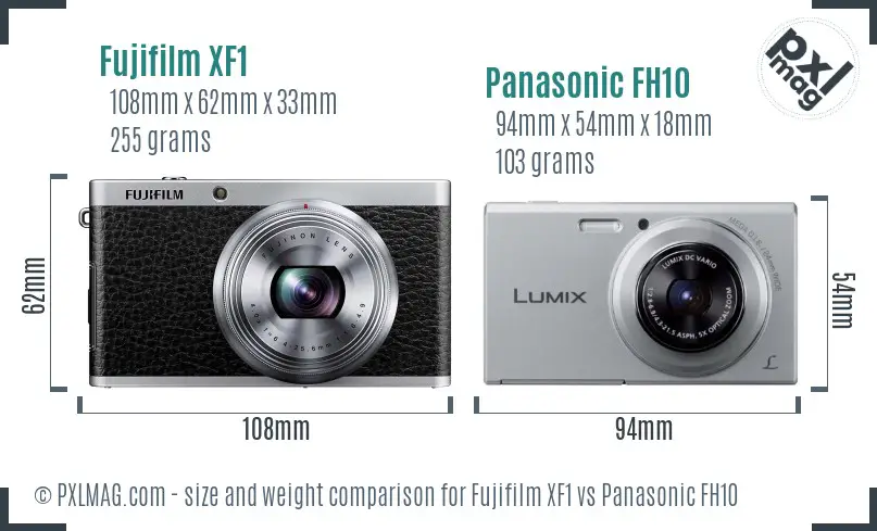 Fujifilm XF1 vs Panasonic FH10 size comparison Fujifilm XF1 vs Panasonic FH10 size comparison
