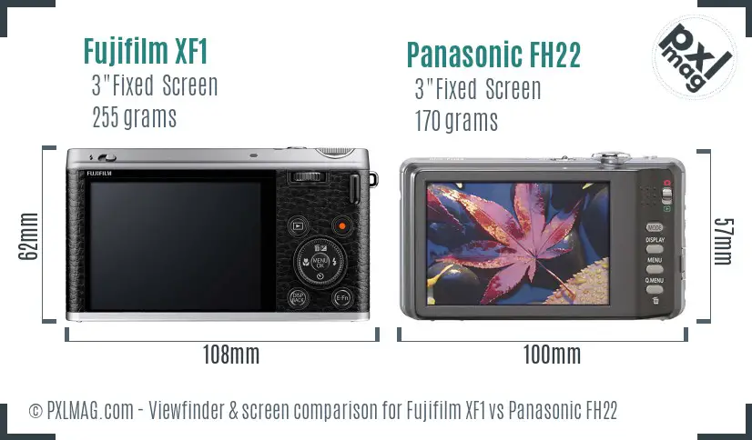 Fujifilm XF1 vs Panasonic FH22 Screen and Viewfinder comparison Fujifilm XF1 vs Panasonic FH22 Screen and Viewfinder comparison