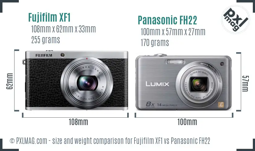 Fujifilm XF1 vs Panasonic FH22 size comparison Fujifilm XF1 vs Panasonic FH22 size comparison