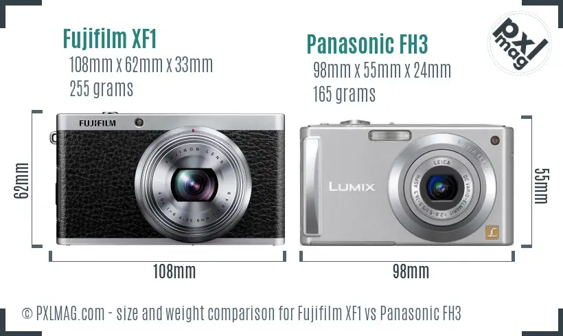 Fujifilm XF1 vs Panasonic FH3 size comparison