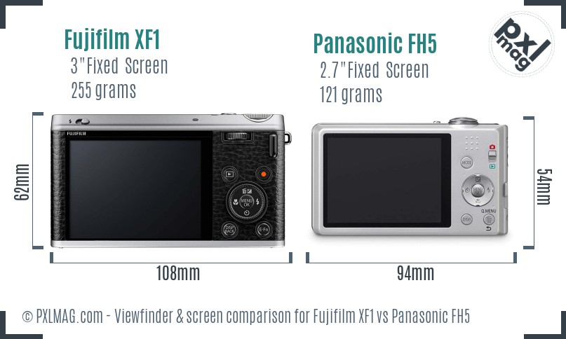 Fujifilm XF1 vs Panasonic FH5 Screen and Viewfinder comparison