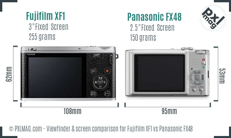 Fujifilm XF1 vs Panasonic FX48 Screen and Viewfinder comparison