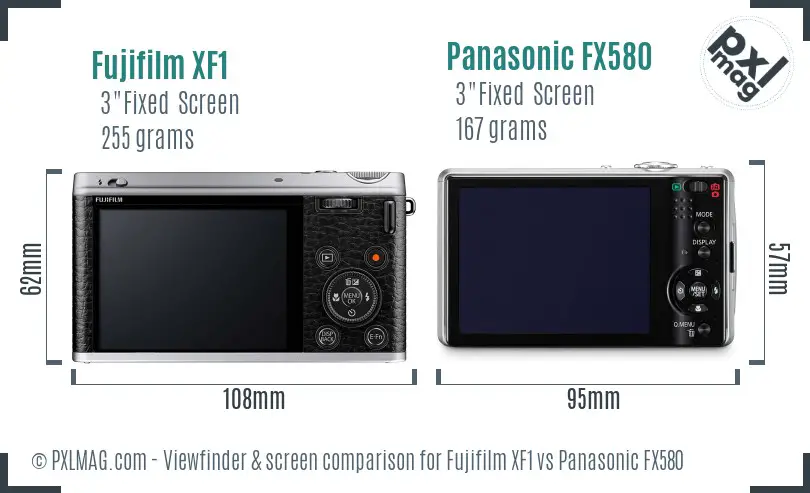 Fujifilm XF1 vs Panasonic FX580 Screen and Viewfinder comparison